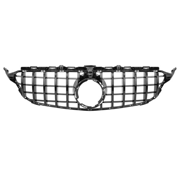 Grill passend voor Mercedes W205 Facelift 18-.. Zwart GT Look Camera