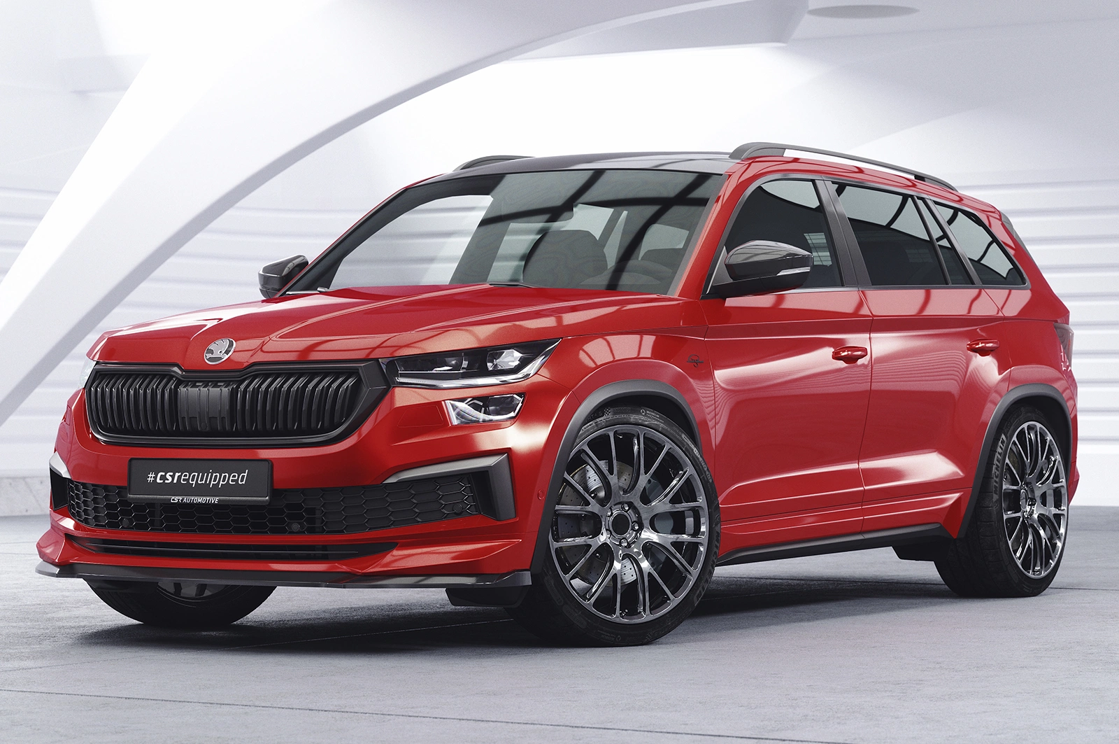Voorspoiler passend voor Skoda Kodiaq (Facelift) 2021- Glans Zwart – CSR