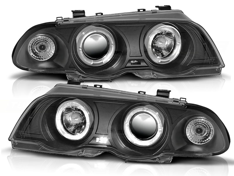 Koplampen passend voor BMW E46 98-01 Sedan/Touring Angel Eyes zwart