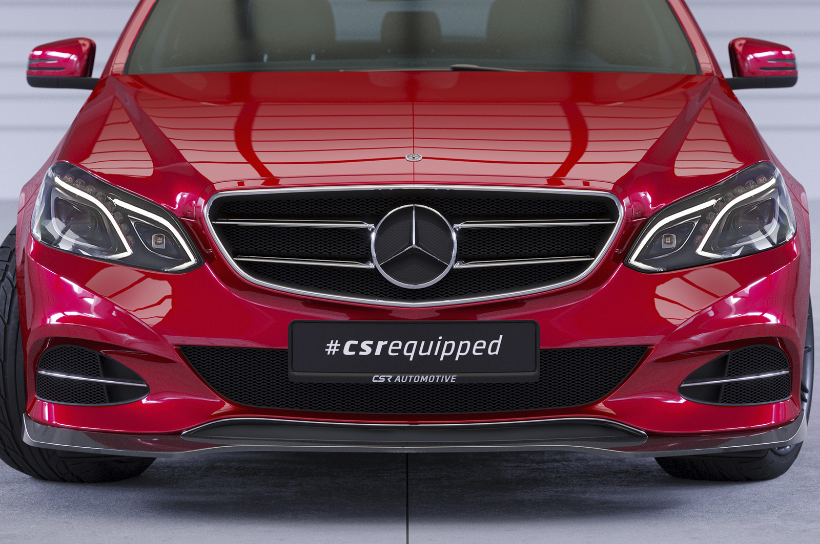 Voorspoiler passend voor Mercedes E Klasse FL W212 13-16 CSR Glans Zwart