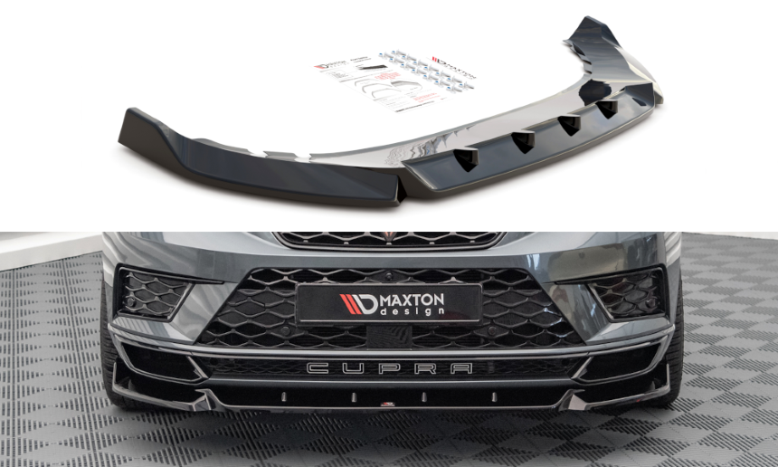 Voorspoiler passend voor Cupra Ateca Maxton Design glans zwart V.1