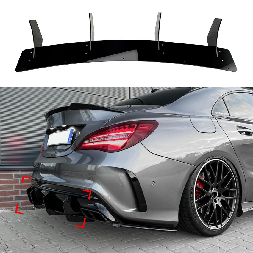 Diffuser passend voor Mercedes CLA 45 AMG C117 FL Glans Zwart