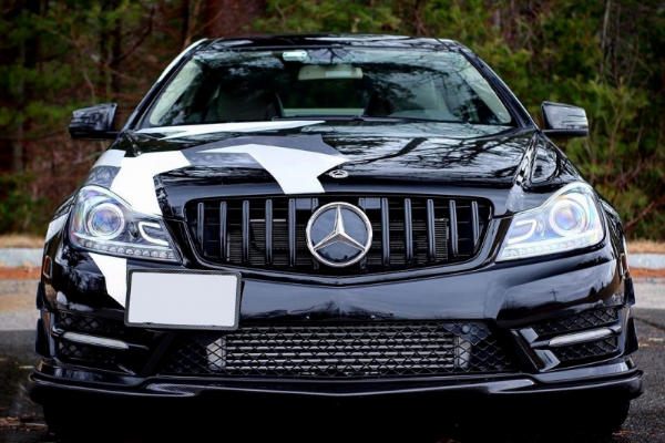 Grill passend voor Mercedes C-klasse W204 S204 GT Look Panamericanan Glans Zwart