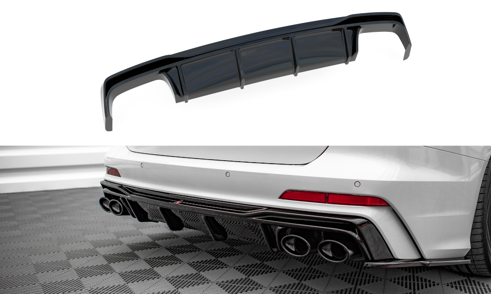 Diffuser passend voor Audi S6 / A6 S-Line C8 Maxton Glans Zwart