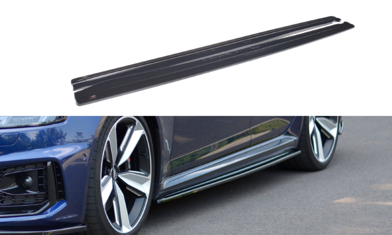 Zijskirts passend voor Audi RS4 B9 Maxton Glans Zwart